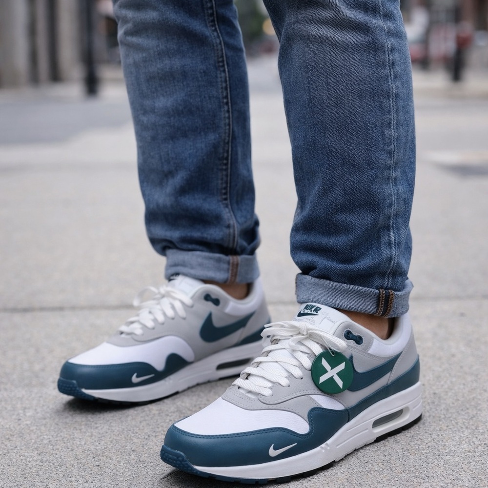 Nike Air Max White and Teal Sneakers